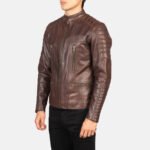 Damian Brown Leather Biker Jacket - Image 2