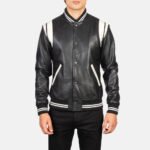 Dantee Black Leather Varsity Jacket - Image 4