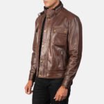 Darren Brown Leather Biker Jacket - Image 2