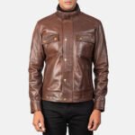 Darren Brown Leather Biker Jacket - Image 4