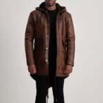 Delvin Distressed Brown Leather Parka