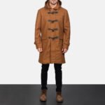 Drake Khaki Wool Hooded Duffle Coat - Image 4
