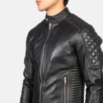 Fernando Quilted Black Leather Biker Jacket - Image 6