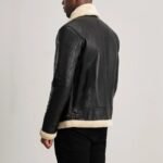 Francis B-3 Black & Cream Leather Bomber Jacket - Image 5