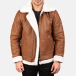 Francis Brown Leather Bomber Jacket - Image 3