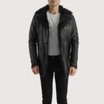 Furcliff Black Leather Coat - Image 3