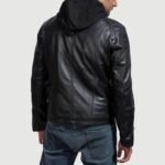 Highschool Black Hooded Leather Jacket - Image 2