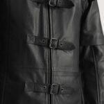 Huntsman Black Hooded Leather Trench Coat - Image 6