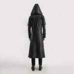 Huntsman Black Hooded Leather Trench Coat - Image 5