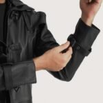 Huntsman Black Hooded Leather Trench Coat - Image 4