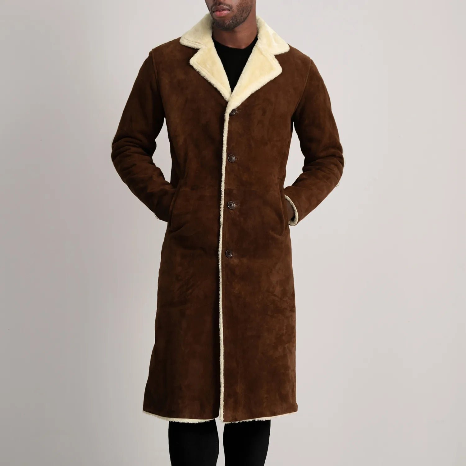 Kolby Brown Suede Shearling Coat - Image 4