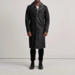 Kolby Distressed Black Leather Shearling Coat - Image 3