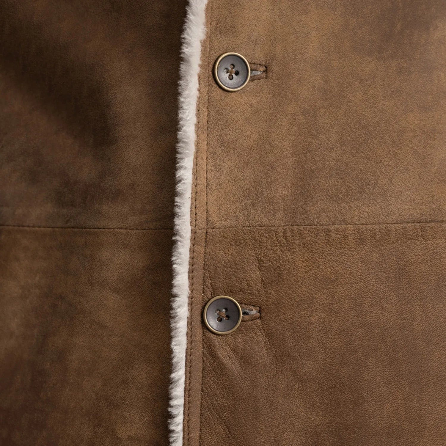 Kolby Distressed Brown Leather Shearling Coat - Image 4