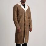 Kolby Distressed Brown Leather Shearling Coat - Image 2