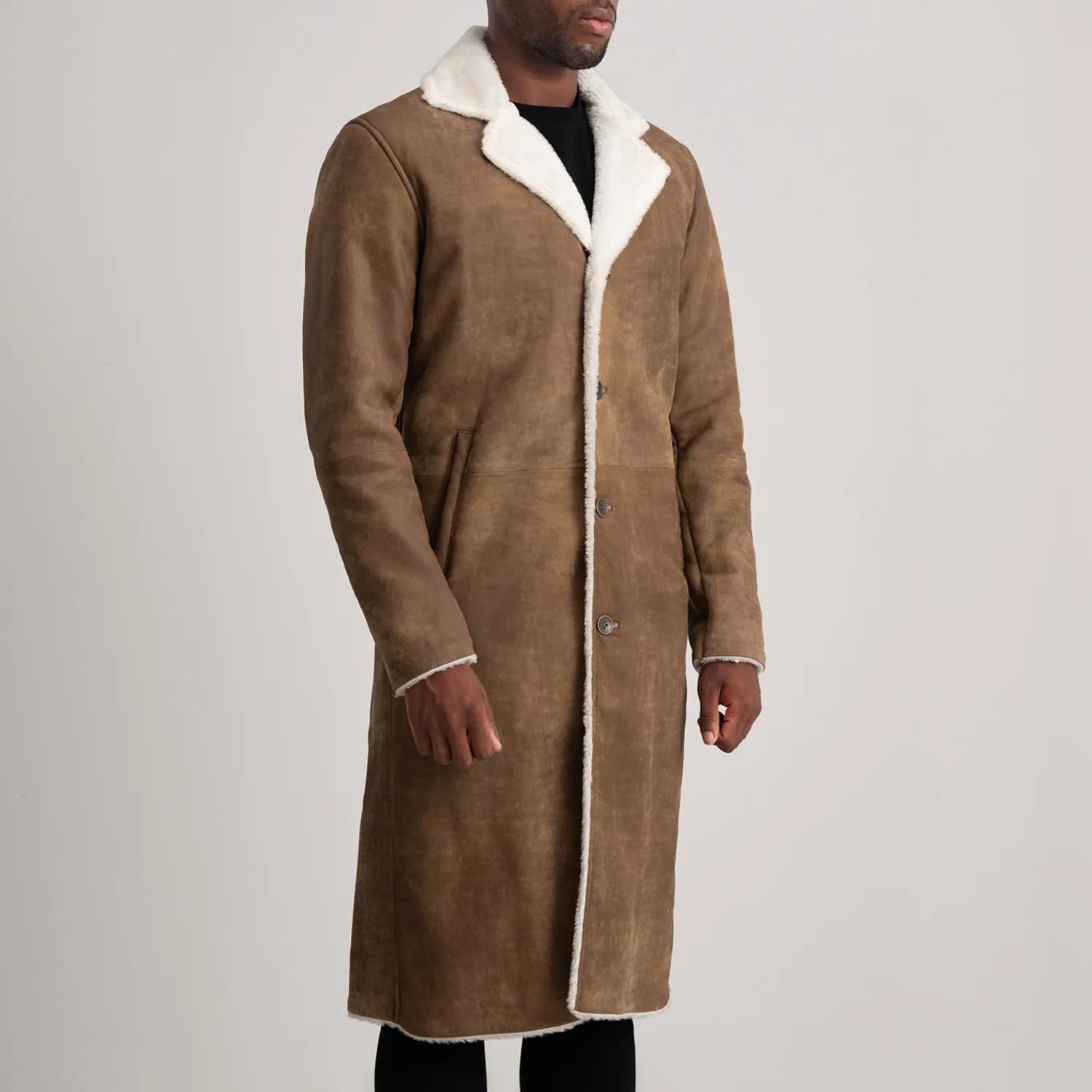 Kolby Distressed Brown Leather Shearling Coat - Image 2
