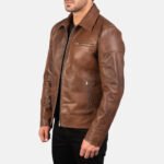 [FS] Lavendard Brown Leather Biker Jacket - Image 2