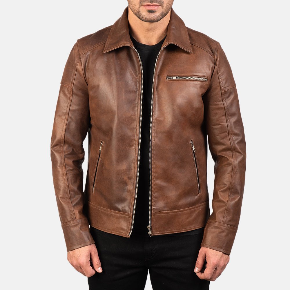 Men_s_Lavendard_Brown_Leather_Biker_Jacket-2_746fba86-1fbc-43f9-a9d5-1e400876d80d Lavendard Brown Leather Biker Jacket - Image 1