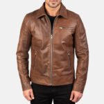 [FS] Lavendard Brown Leather Biker Jacket - Image 3