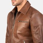 [FS] Lavendard Brown Leather Biker Jacket - Image 5