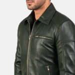 Lavendard Green Leather Biker Jacket - Image 5