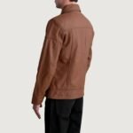 Lavendard Matte Brown Leather Biker Jacket - Image 6