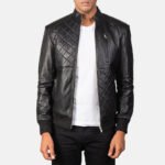 Moda Black Leather Bomber Jacket