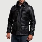 [FS] Moulder Hooded Black Leather Jacket - Image 5