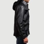 [FS] Moulder Hooded Black Leather Jacket - Image 4