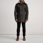 Nolan Tumbled Brown Leather Duffle Coat - Image 3