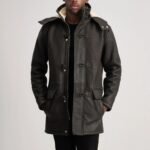 Nolan Tumbled Brown Leather Duffle Coat - Image 4