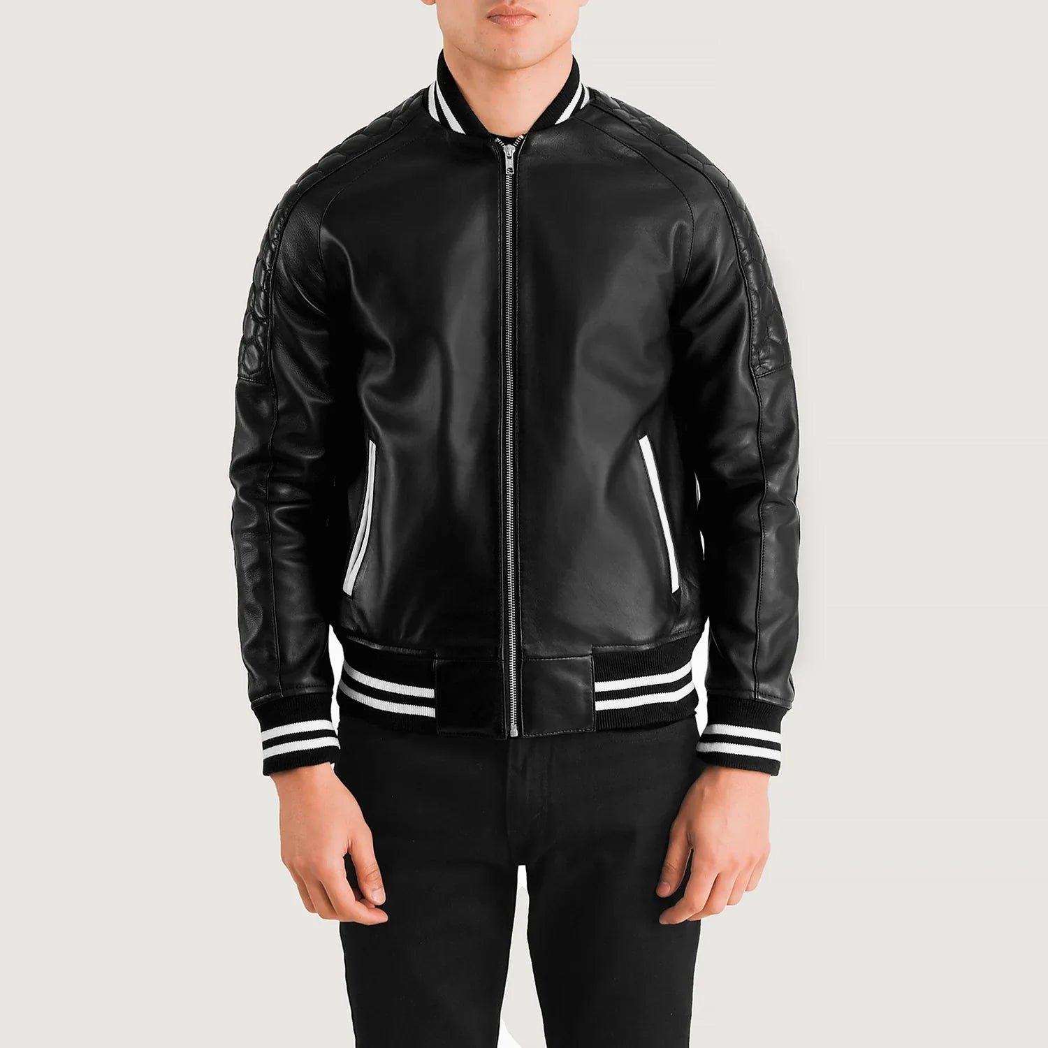 Men_s_Pascal_Black_Leather_Varsity_Jacket-3_24a4ba47-37a2-4a1a-b23b-78c5175bd618 Pascal Black Leather Varsity Jacket - Image 1