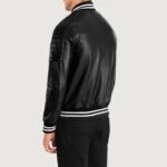Pascal Black Leather Varsity Jacket - Image 5