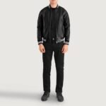 Pascal Black Leather Varsity Jacket - Image 4