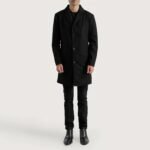 Petrillo Black Wool Single Breasted Coat - Image 3
