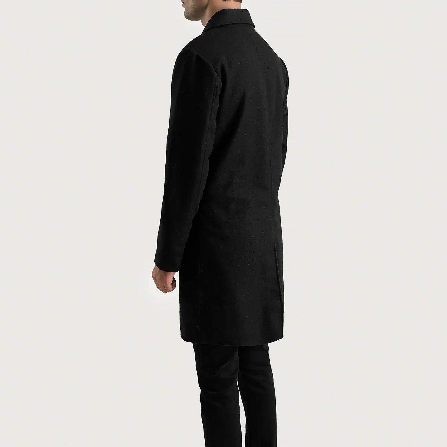 Petrillo Black Wool Single Breasted Coat - Image 5