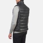 Reeves Black Leather Puffer Vest - Image 5