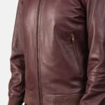 [FS] Shane Maroon Leather Bomber Jacket - Image 6