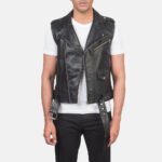 Sullivan Black Leather Biker Vest