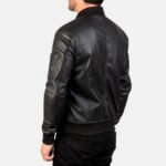 Bomia Ma-1 Black Leather Bomber Jacket - Image 5
