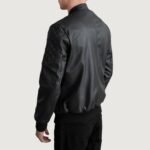 Sven Black Leather Bomber Jacket - Image 6