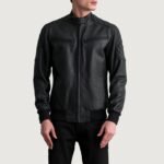 Sven Tumbled Black Leather Bomber Jacket - Image 3