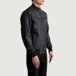 Sven Tumbled Black Leather Bomber Jacket - Image 2