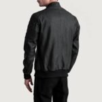 Sven Tumbled Black Leather Bomber Jacket - Image 6