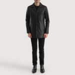Urban Slate Black Leather Coat - Image 6