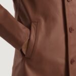 Urban Slate Brown Leather Coat - Image 6