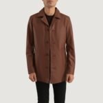 Urban Slate Brown Leather Coat - Image 4