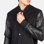 Vaxton Black Hybrid Varsity Jacket - Image 6