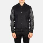 Vaxton Black Hybrid Varsity Jacket - Image 4