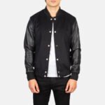 Vaxton Black Hybrid Varsity Jacket