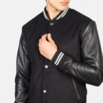 Vaxton Black Striped Hybrid Varsity Jacket - Image 6